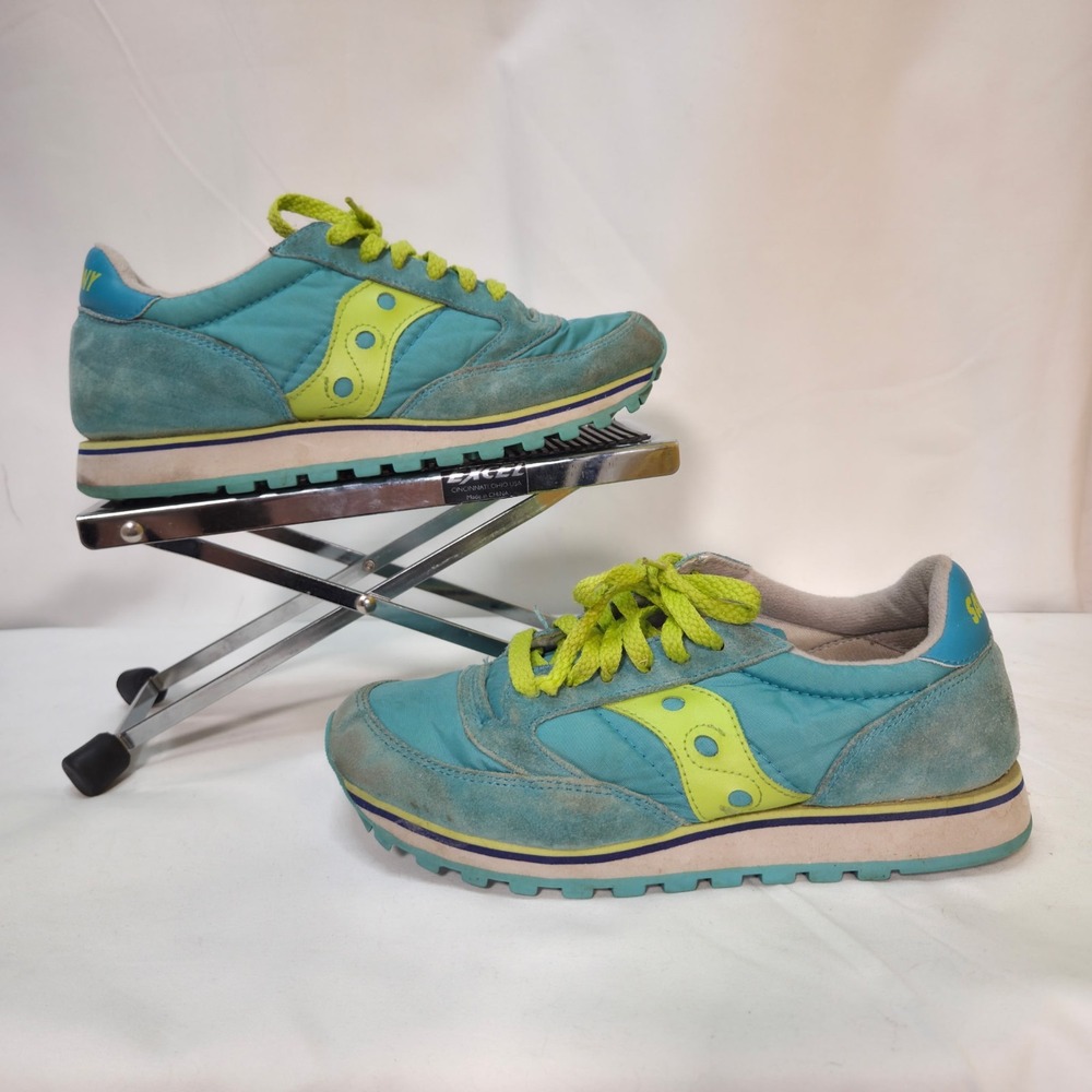 Saucony Women's Size 7 Original Jazz In Vibrant Aqua And Lime Color